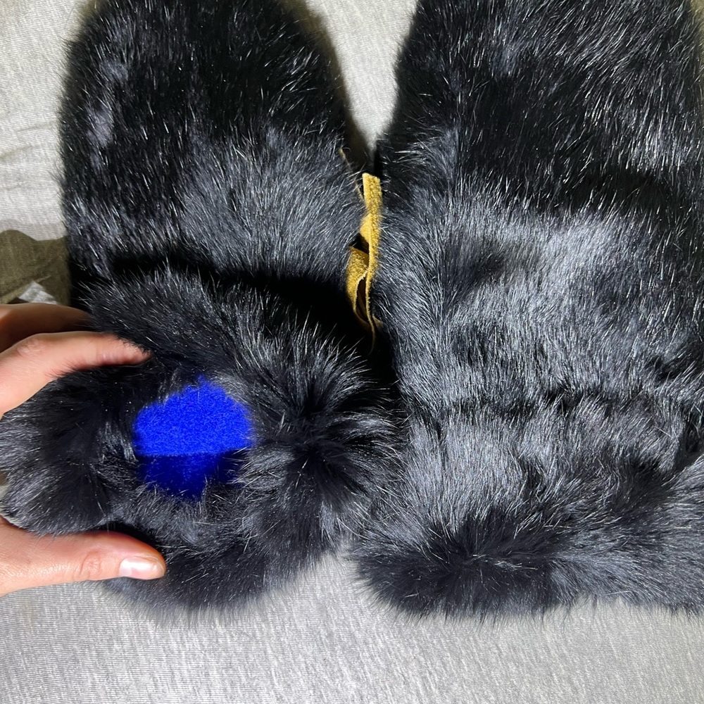 New Black Rabbit Fur Mittens - Picture 8 of 10